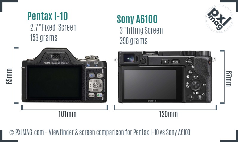 Pentax I-10 vs Sony A6100 Screen and Viewfinder comparison