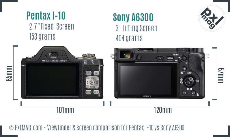 Pentax I-10 vs Sony A6300 Screen and Viewfinder comparison
