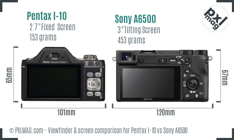 Pentax I-10 vs Sony A6500 Screen and Viewfinder comparison