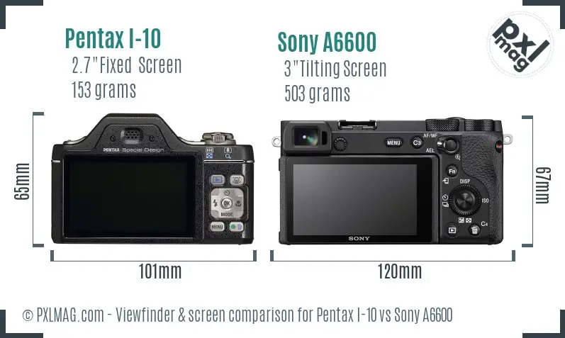 Pentax I-10 vs Sony A6600 Screen and Viewfinder comparison