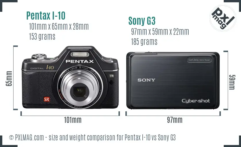 Pentax I-10 vs Sony G3 size comparison Pentax I-10 vs Sony G3 size comparison