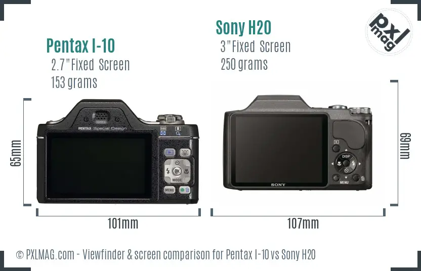 Pentax I-10 vs Sony H20 Screen and Viewfinder comparison