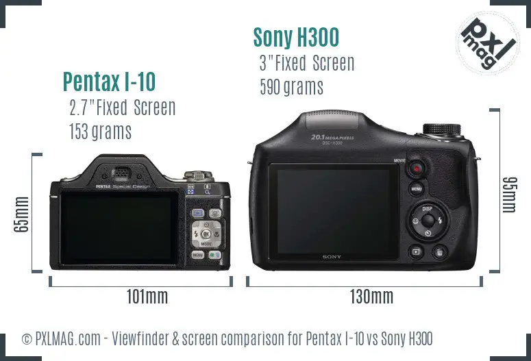 Pentax I-10 vs Sony H300 Screen and Viewfinder comparison