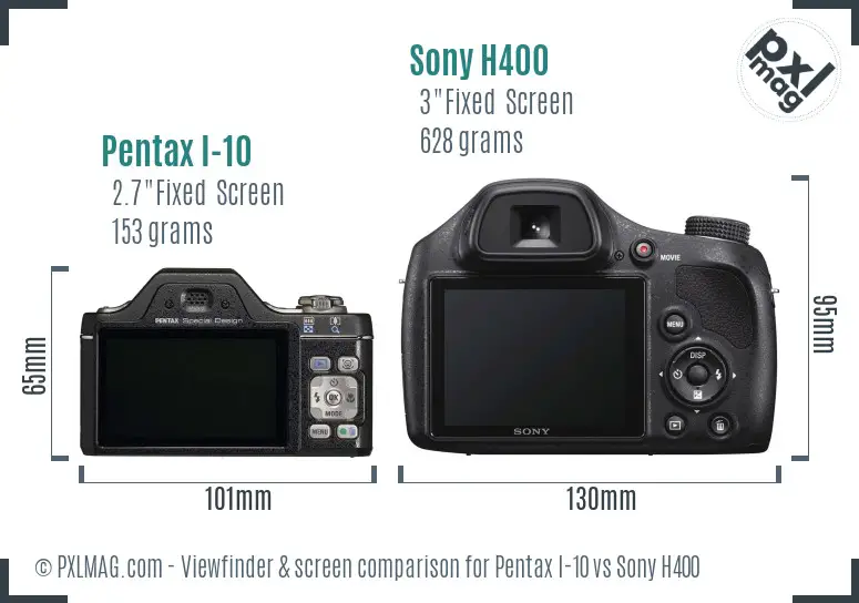 Pentax I-10 vs Sony H400 Screen and Viewfinder comparison