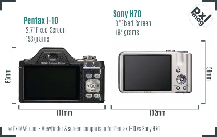 Pentax I-10 vs Sony H70 Screen and Viewfinder comparison