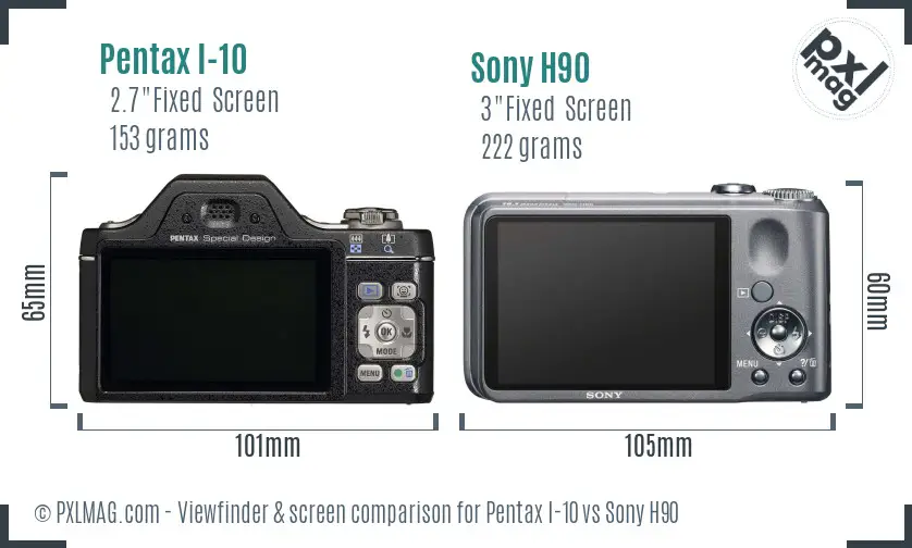 Pentax I-10 vs Sony H90 Screen and Viewfinder comparison