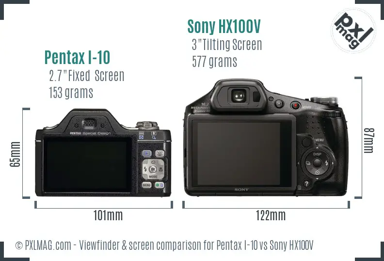 Pentax I-10 vs Sony HX100V Screen and Viewfinder comparison