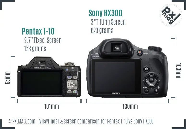 Pentax I-10 vs Sony HX300 Screen and Viewfinder comparison