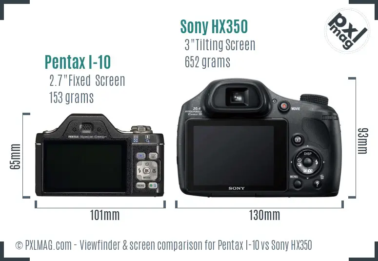 Pentax I-10 vs Sony HX350 Screen and Viewfinder comparison