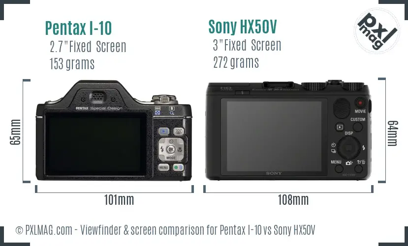 Pentax I-10 vs Sony HX50V Screen and Viewfinder comparison