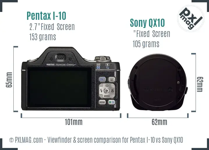 Pentax I-10 vs Sony QX10 Screen and Viewfinder comparison