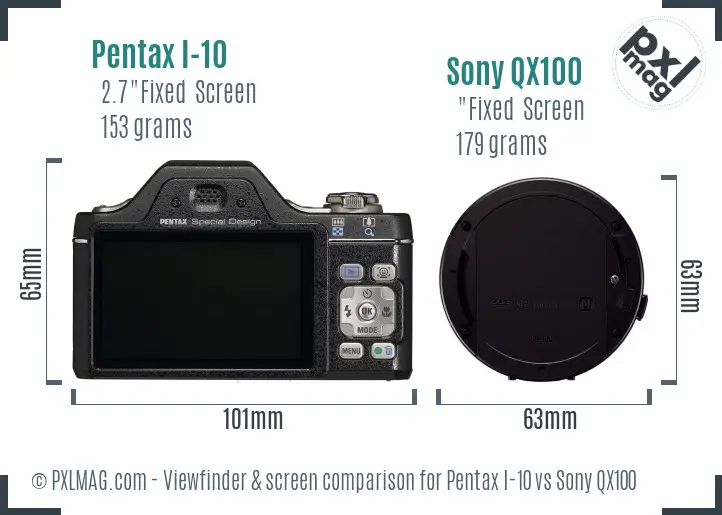 Pentax I-10 vs Sony QX100 Screen and Viewfinder comparison
