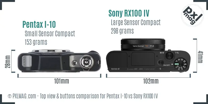 Pentax I-10 vs Sony RX100 IV top view buttons comparison