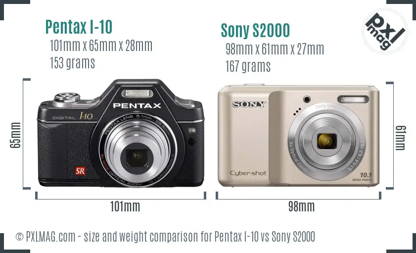 Pentax I-10 vs Sony S2000 size comparison