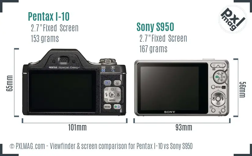 Pentax I-10 vs Sony S950 Screen and Viewfinder comparison Pentax I-10 vs Sony S950 Screen and Viewfinder comparison