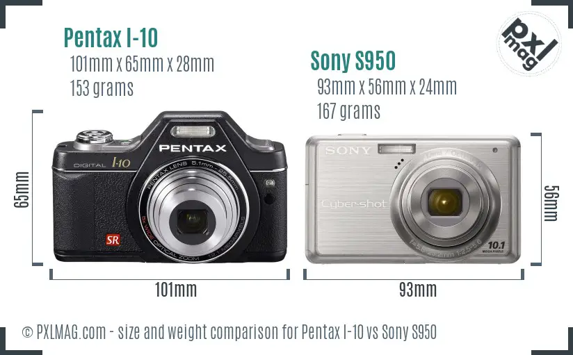 Pentax I-10 vs Sony S950 size comparison Pentax I-10 vs Sony S950 size comparison