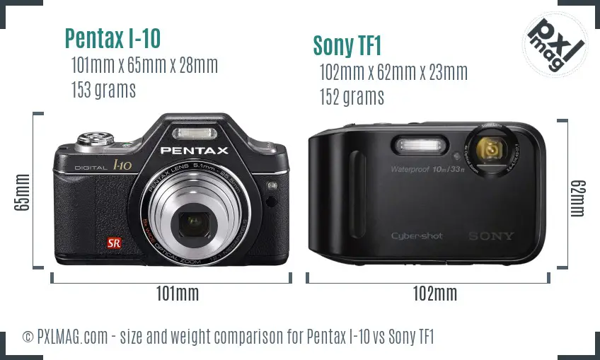 Pentax I-10 vs Sony TF1 size comparison Pentax I-10 vs Sony TF1 size comparison