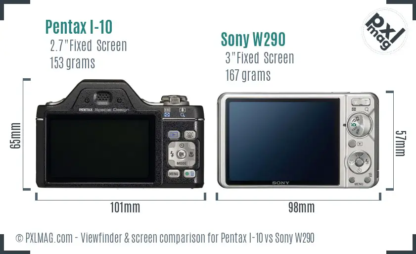 Pentax I-10 vs Sony W290 Screen and Viewfinder comparison Pentax I-10 vs Sony W290 Screen and Viewfinder comparison