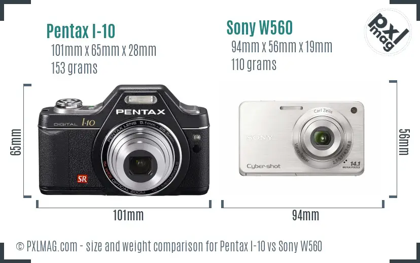 Pentax I-10 vs Sony W560 size comparison Pentax I-10 vs Sony W560 size comparison
