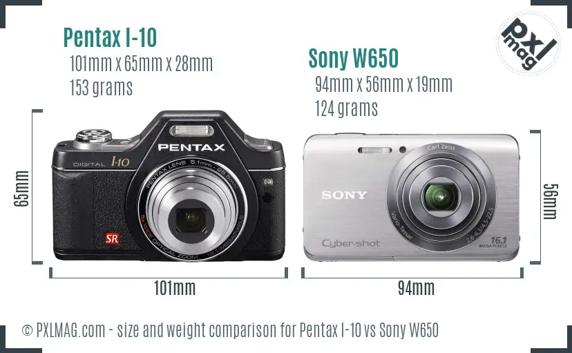 Pentax I-10 vs Sony W650 size comparison Pentax I-10 vs Sony W650 size comparison