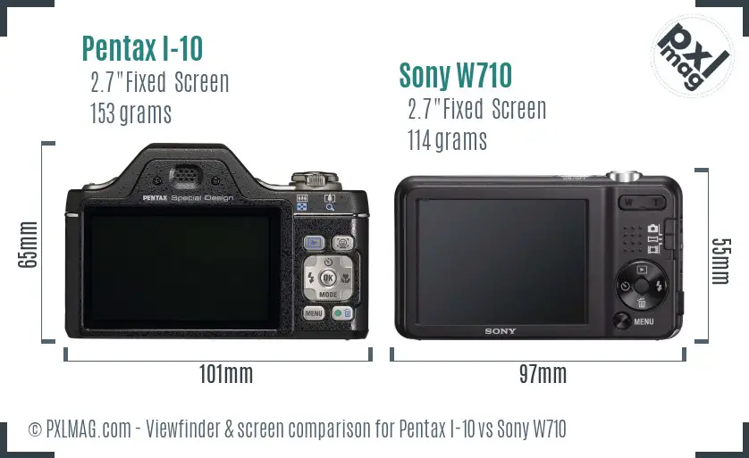 Pentax I-10 vs Sony W710 Screen and Viewfinder comparison