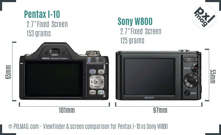 Pentax I-10 vs Sony W800 Screen and Viewfinder comparison