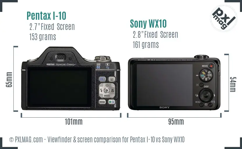 Pentax I-10 vs Sony WX10 Screen and Viewfinder comparison Pentax I-10 vs Sony WX10 Screen and Viewfinder comparison