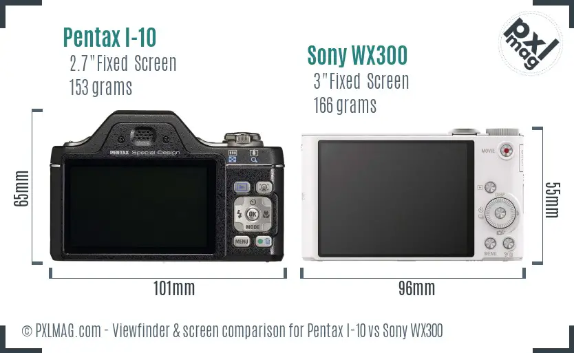Pentax I-10 vs Sony WX300 Screen and Viewfinder comparison