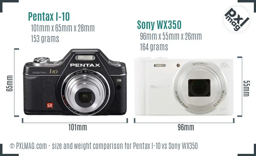 Pentax I-10 vs Sony WX350 size comparison Pentax I-10 vs Sony WX350 size comparison