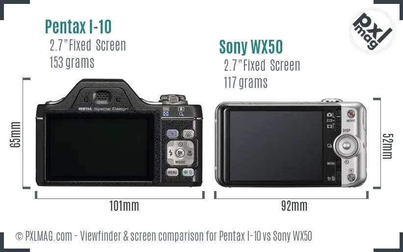 Pentax I-10 vs Sony WX50 Screen and Viewfinder comparison