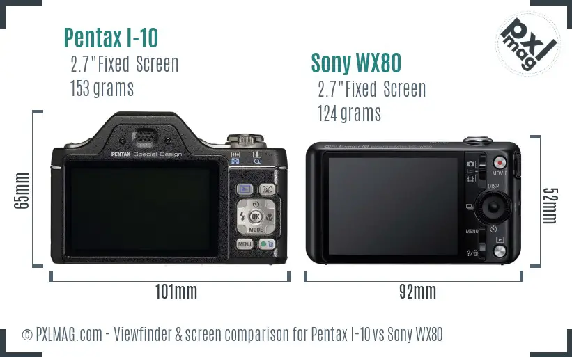 Pentax I-10 vs Sony WX80 Screen and Viewfinder comparison