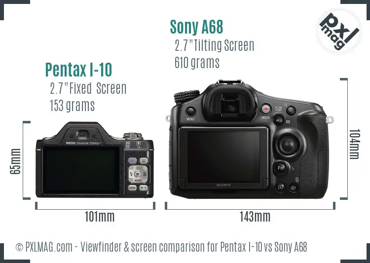 Pentax I-10 vs Sony A68 Screen and Viewfinder comparison