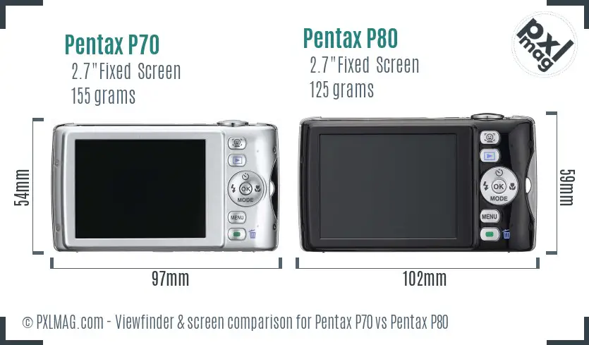Pentax P70 vs Pentax P80 Screen and Viewfinder comparison