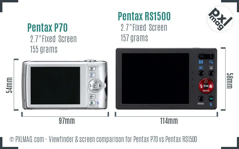 Pentax P70 vs Pentax RS1500 Screen and Viewfinder comparison