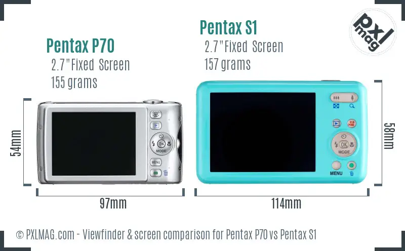 Pentax P70 vs Pentax S1 Screen and Viewfinder comparison