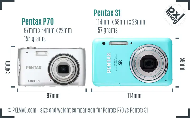 Pentax P70 vs Pentax S1 size comparison