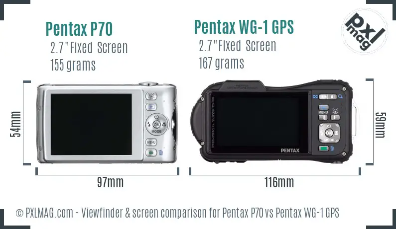 Pentax P70 vs Pentax WG-1 GPS Screen and Viewfinder comparison