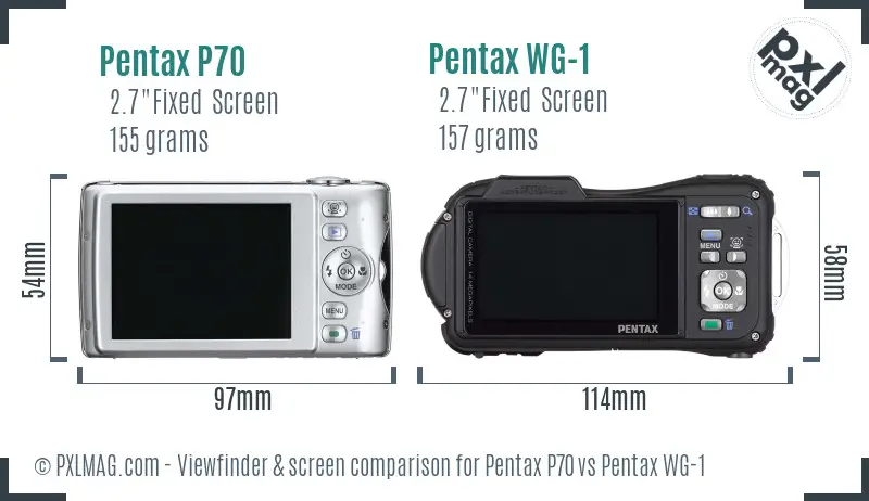 Pentax P70 vs Pentax WG-1 Screen and Viewfinder comparison