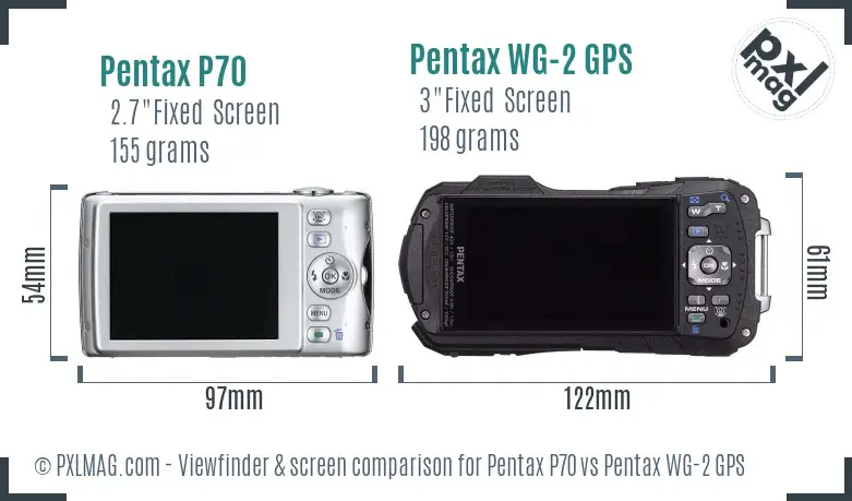 Pentax P70 vs Pentax WG-2 GPS Screen and Viewfinder comparison