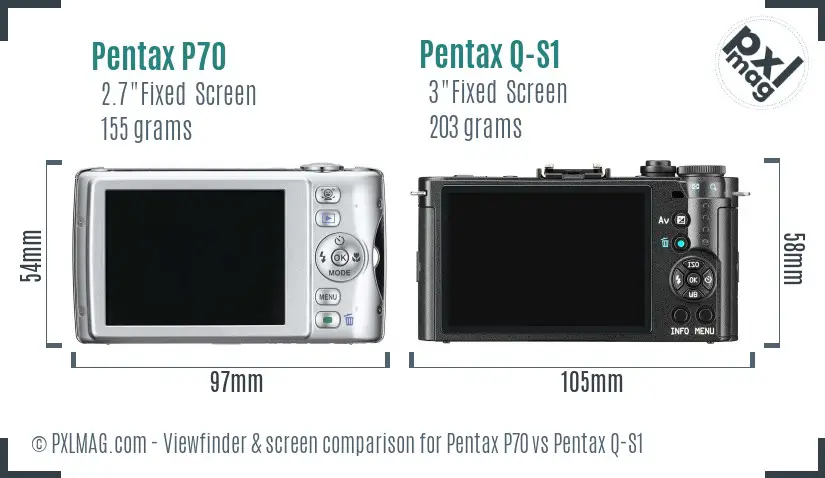 Pentax P70 vs Pentax Q-S1 Screen and Viewfinder comparison