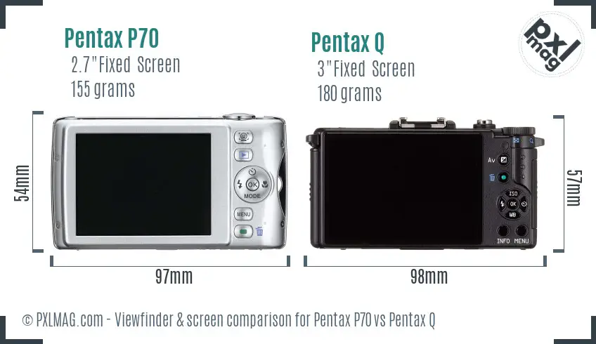 Pentax P70 vs Pentax Q Screen and Viewfinder comparison