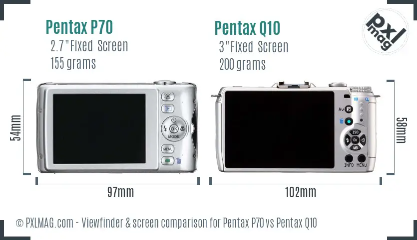 Pentax P70 vs Pentax Q10 Screen and Viewfinder comparison