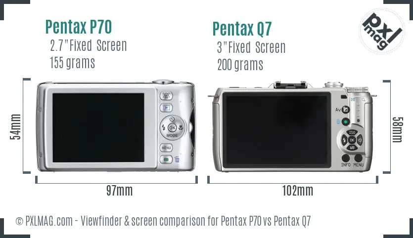 Pentax P70 vs Pentax Q7 Screen and Viewfinder comparison Pentax P70 vs Pentax Q7 Screen and Viewfinder comparison