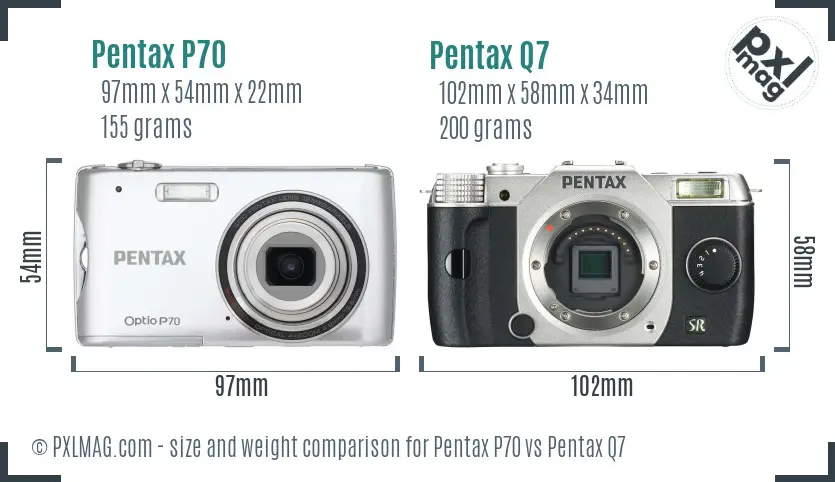 Pentax P70 vs Pentax Q7 size comparison Pentax P70 vs Pentax Q7 size comparison