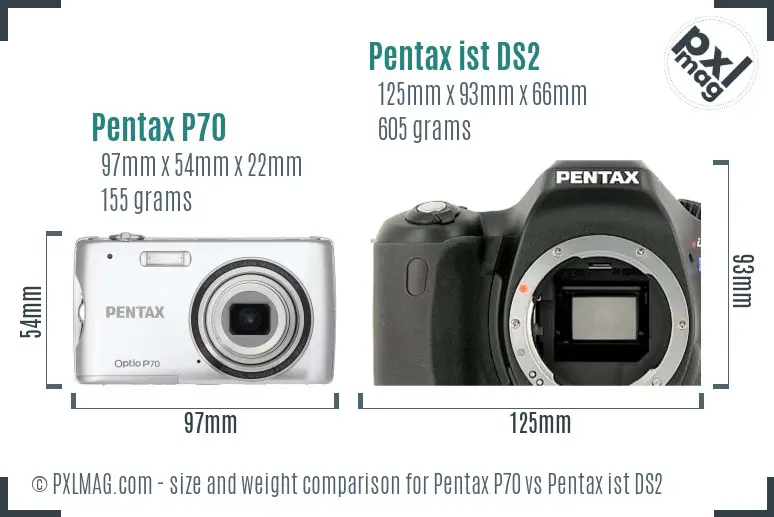 Pentax P70 vs Pentax ist DS2 size comparison