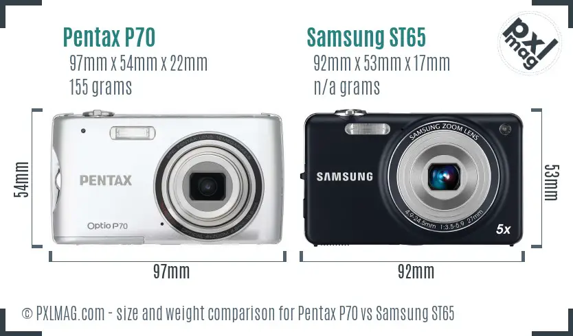 Pentax P70 vs Samsung ST65 size comparison