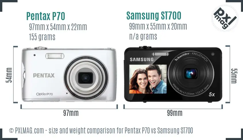 Pentax P70 vs Samsung ST700 size comparison Pentax P70 vs Samsung ST700 size comparison