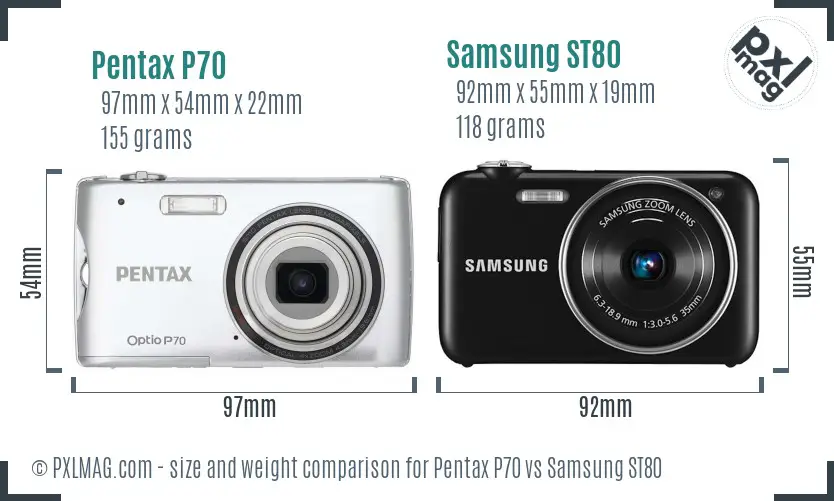 Pentax P70 vs Samsung ST80 size comparison