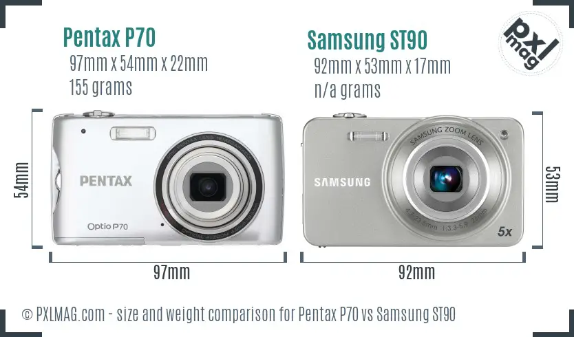 Pentax P70 vs Samsung ST90 size comparison
