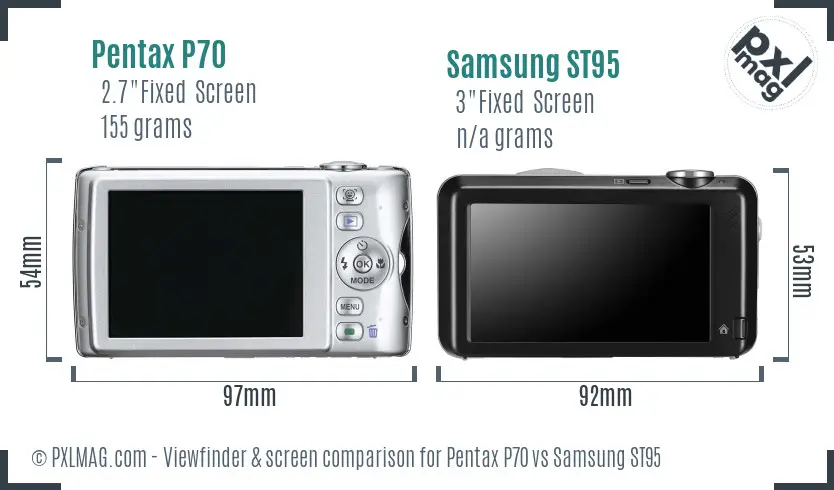 Pentax P70 vs Samsung ST95 Screen and Viewfinder comparison